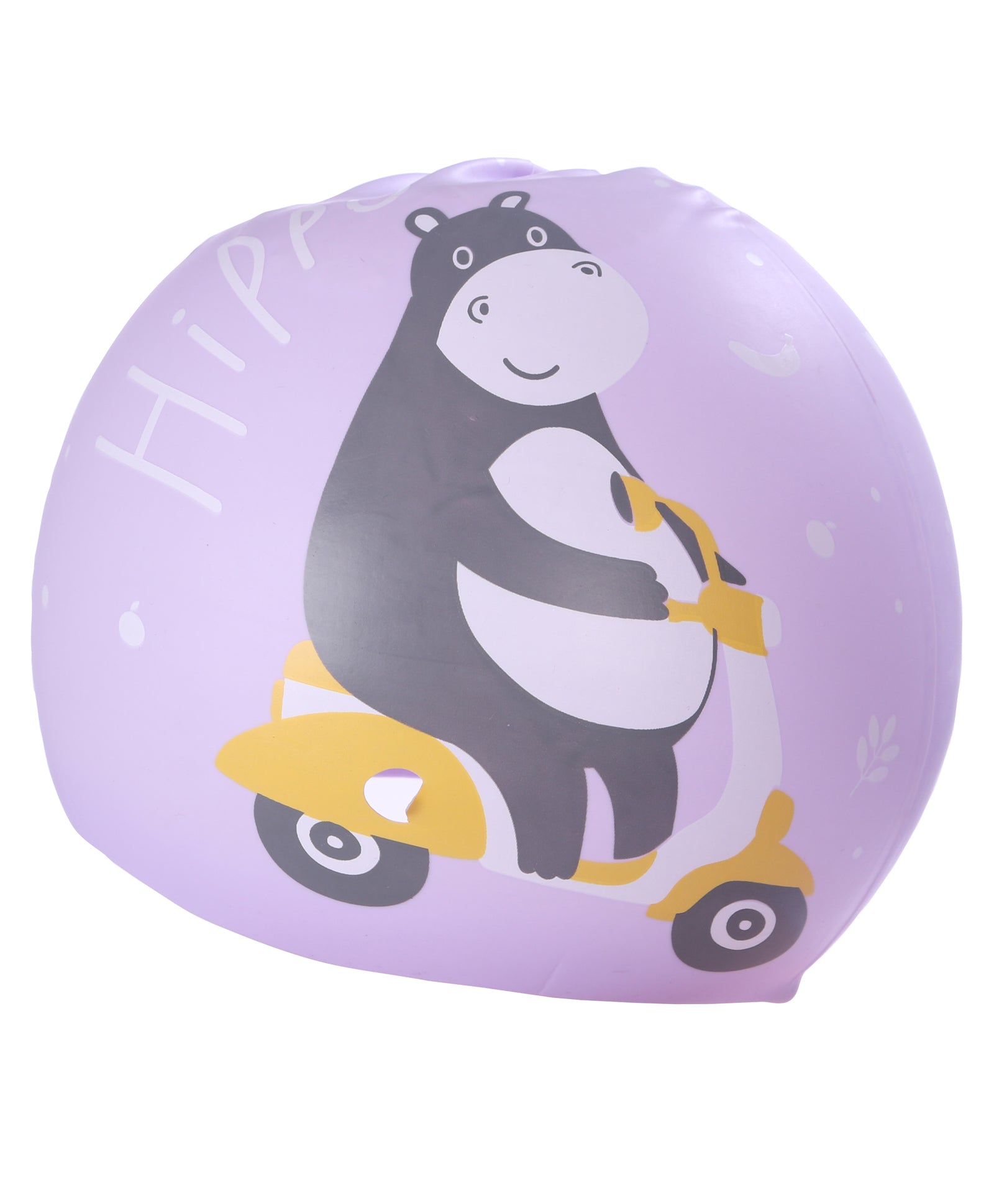 HIPPO PRINT SUPER SOFT SILICONE SWIMMING CAP - PURPLE
