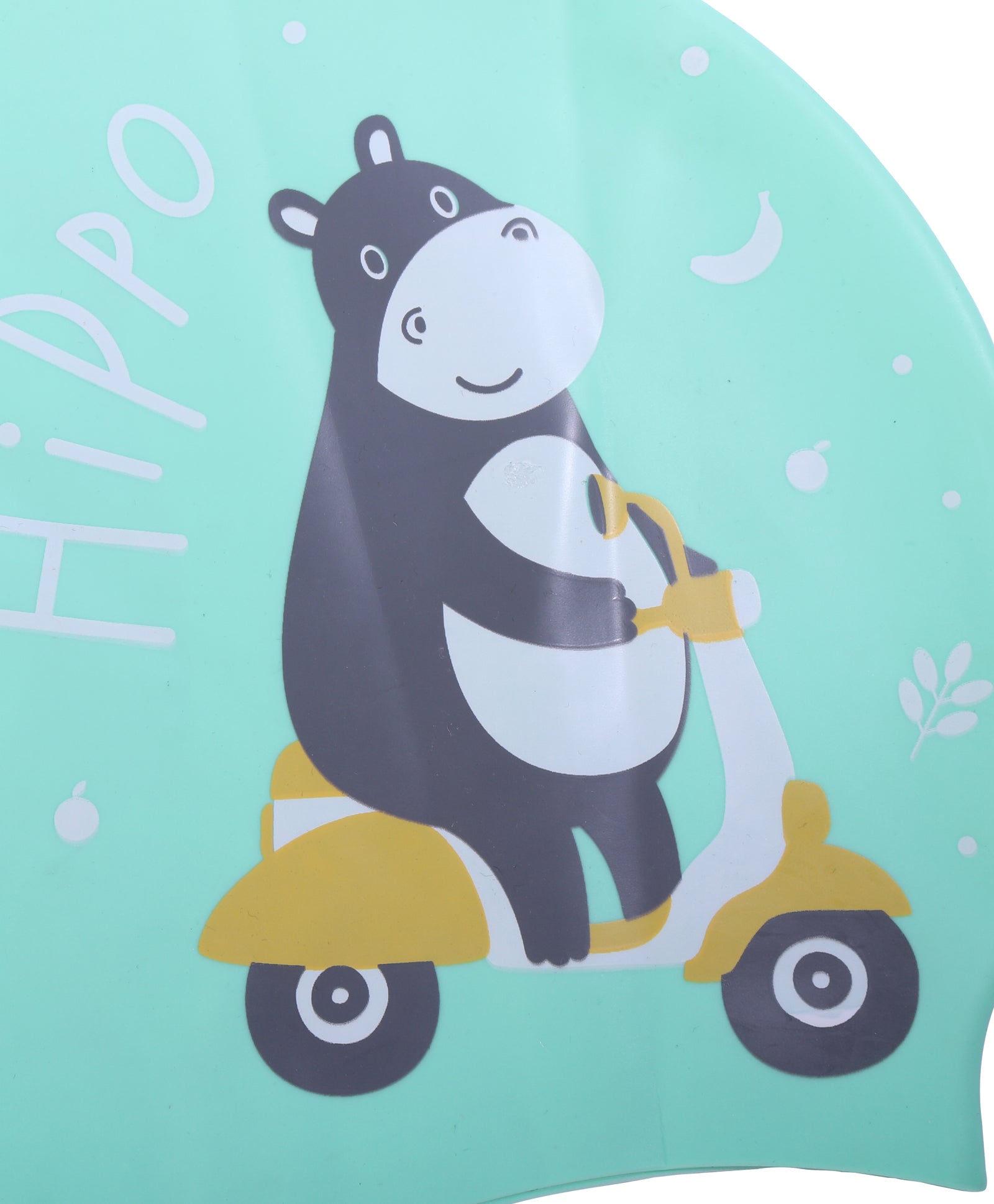 HIPPO PRINT SUPER SOFT SILICONE SWIMMING CAP - GREEN