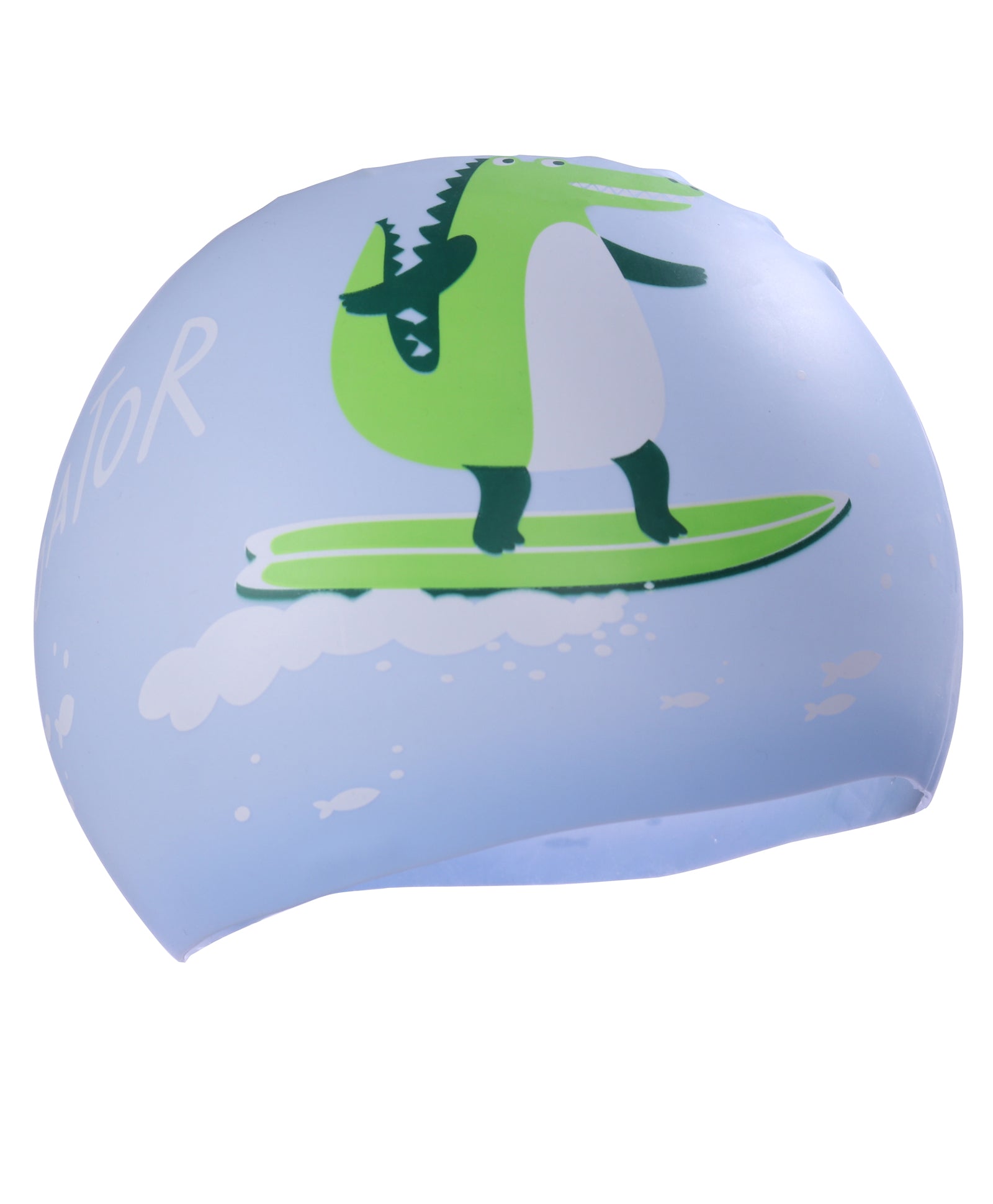 ALLIGATOR PRINT SUPER SOFT SILICONE SWIMMING CAP - LIGHT BLUE