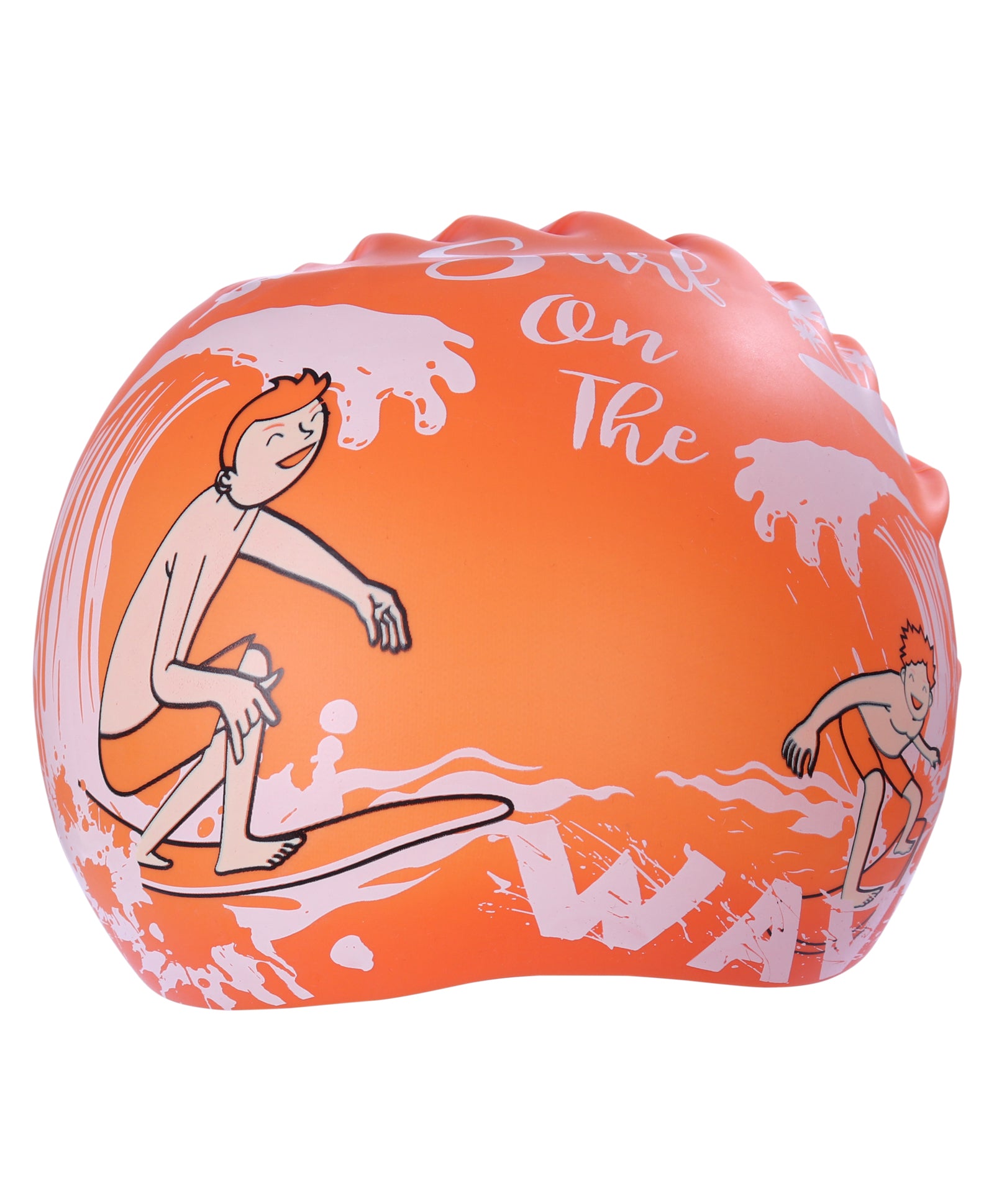 WAVE PRINT SUPER SOFT SILICONE SWIMMING CAP - ORANGE