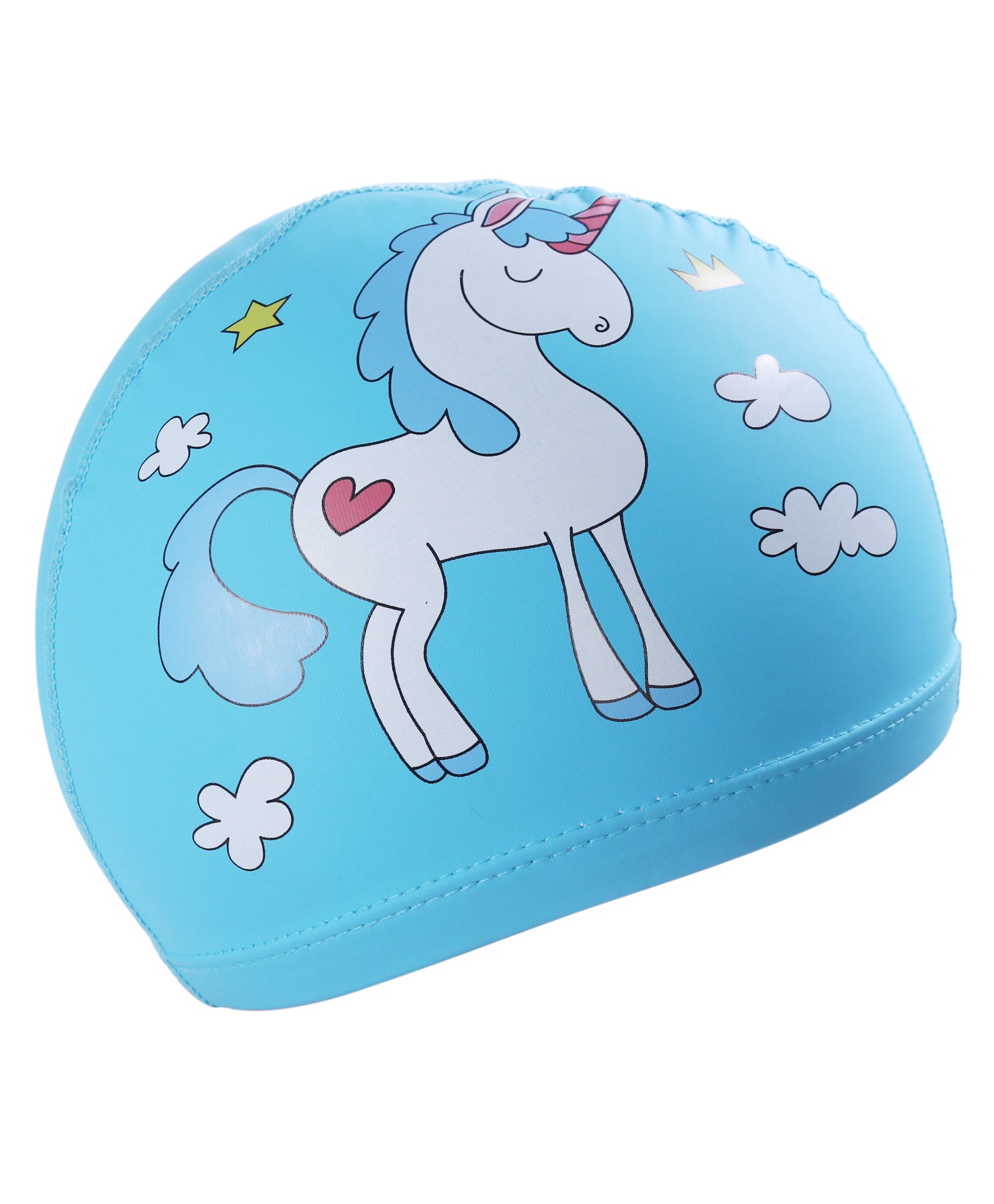 UNICORN PRINT SUPER SOFT PU SWIMMING CAP - LIGHT BLUE
