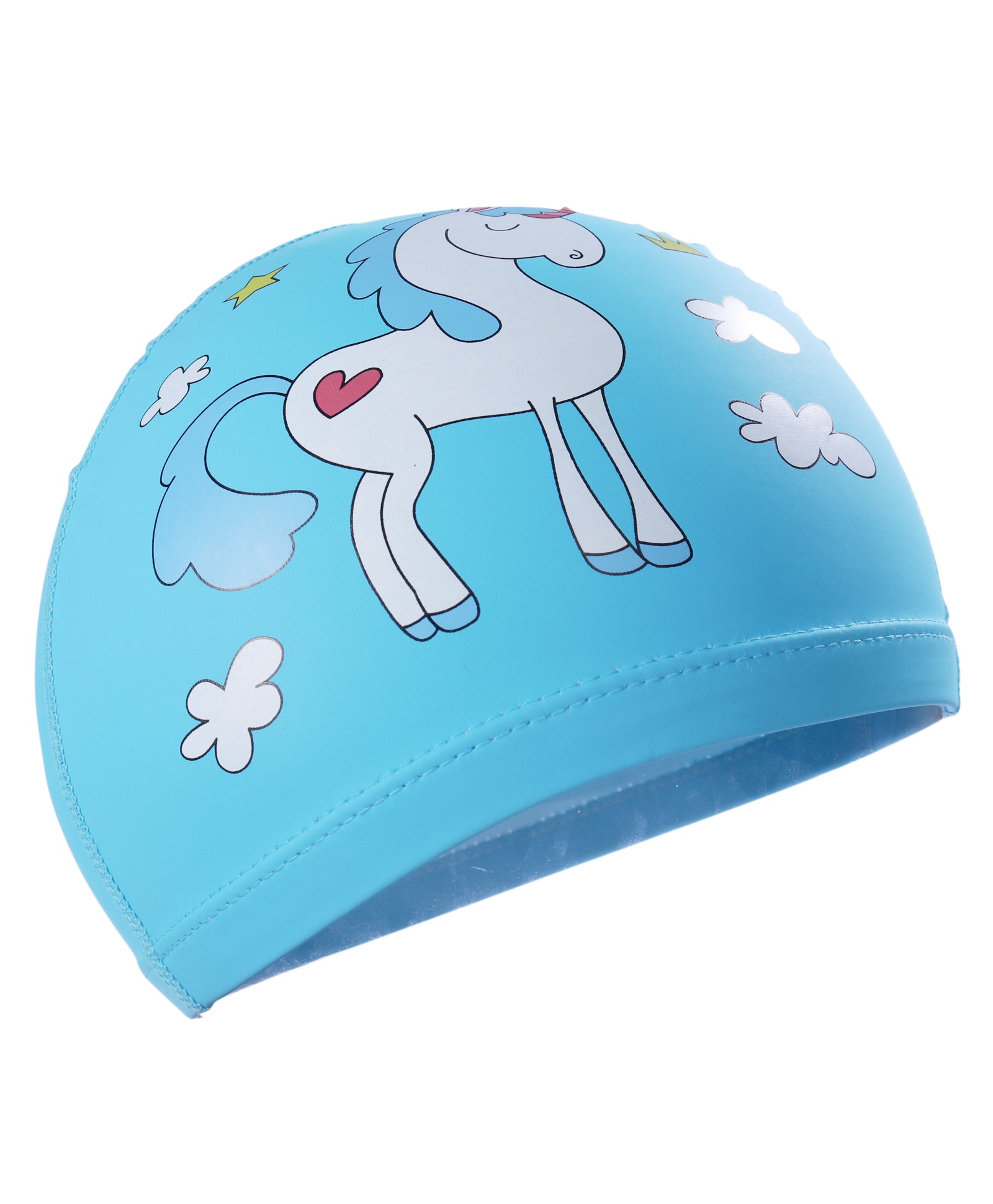 UNICORN PRINT SUPER SOFT PU SWIMMING CAP - LIGHT BLUE