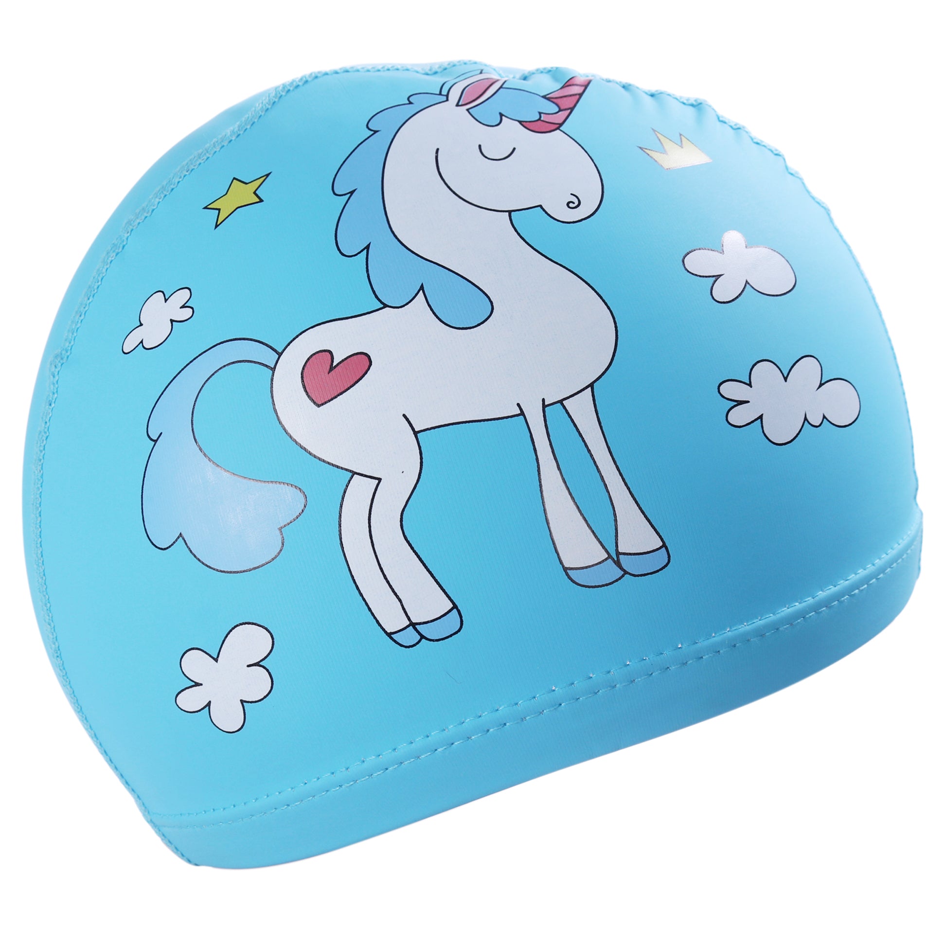 UNICORN PRINT SUPER SOFT PU SWIMMING CAP - LIGHT BLUE