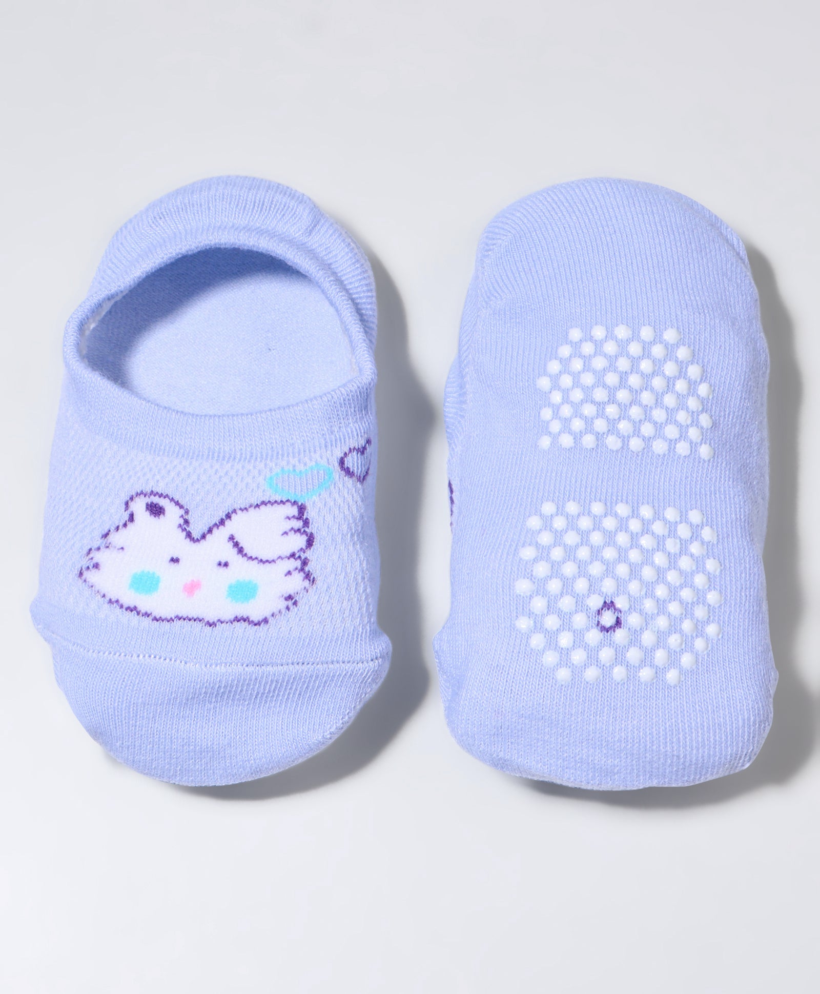 Pack of 2 Bear & Pebbles Print Anti Skid Loafer Socks - Blue & White