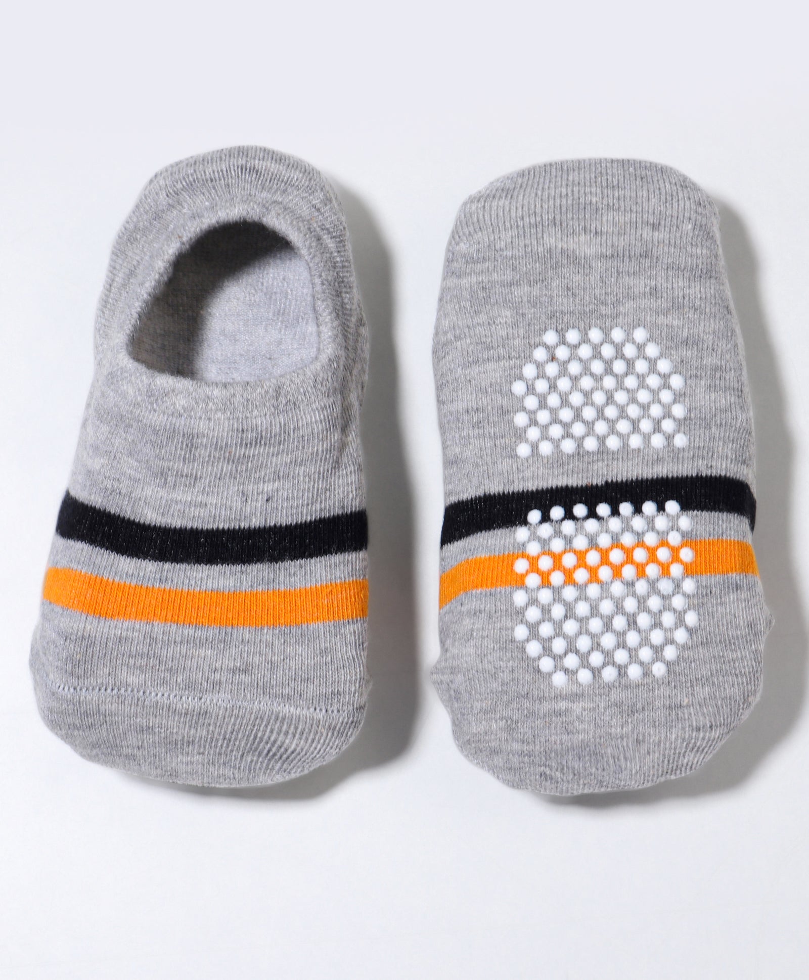 Pack of 2 Stripes & Boy Text Print Anti Skid Loafer Socks - Beige & Grey