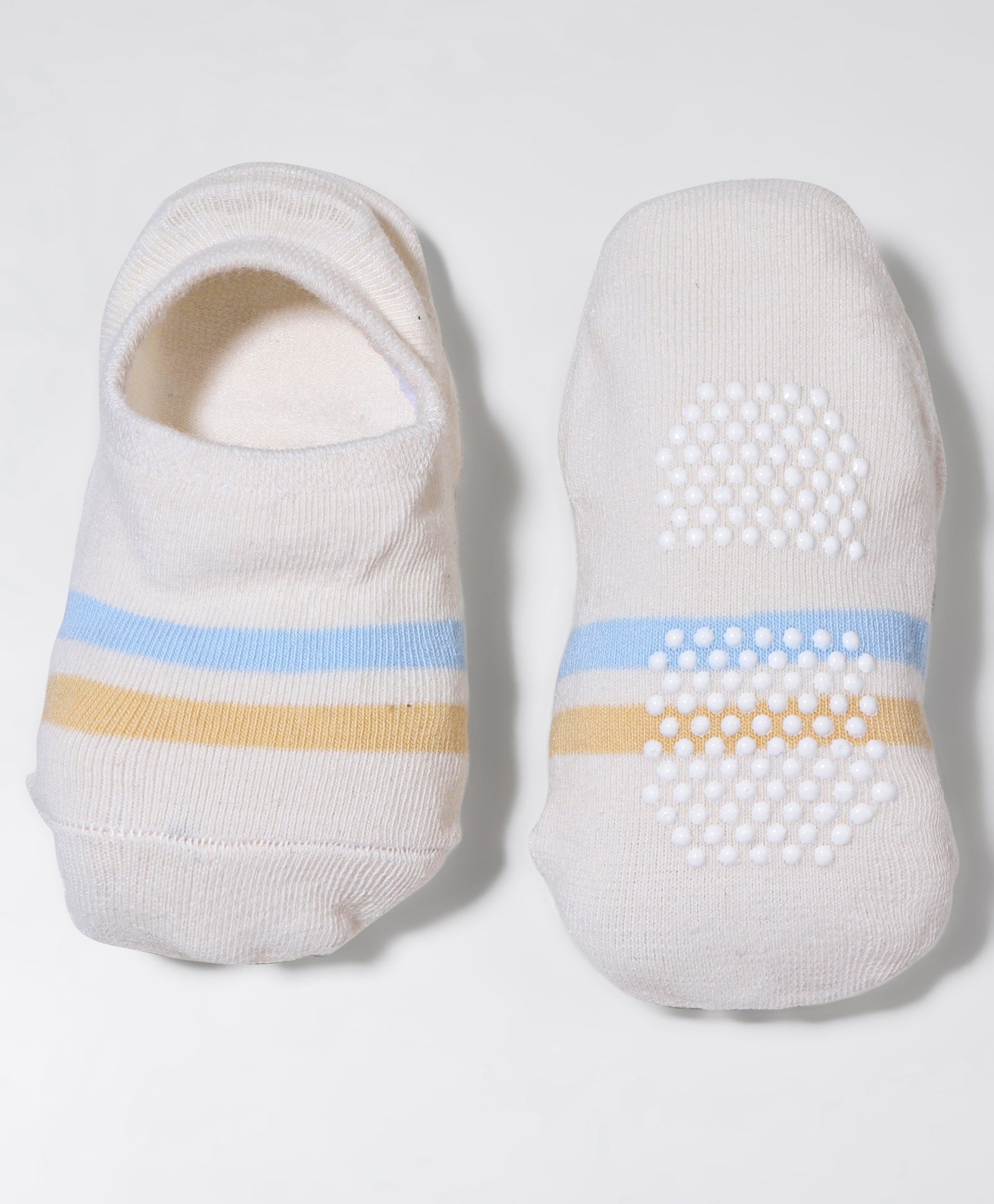 Pack of 2 Stripes & Boy Text Print Anti Skid Loafer Socks - White & Grey