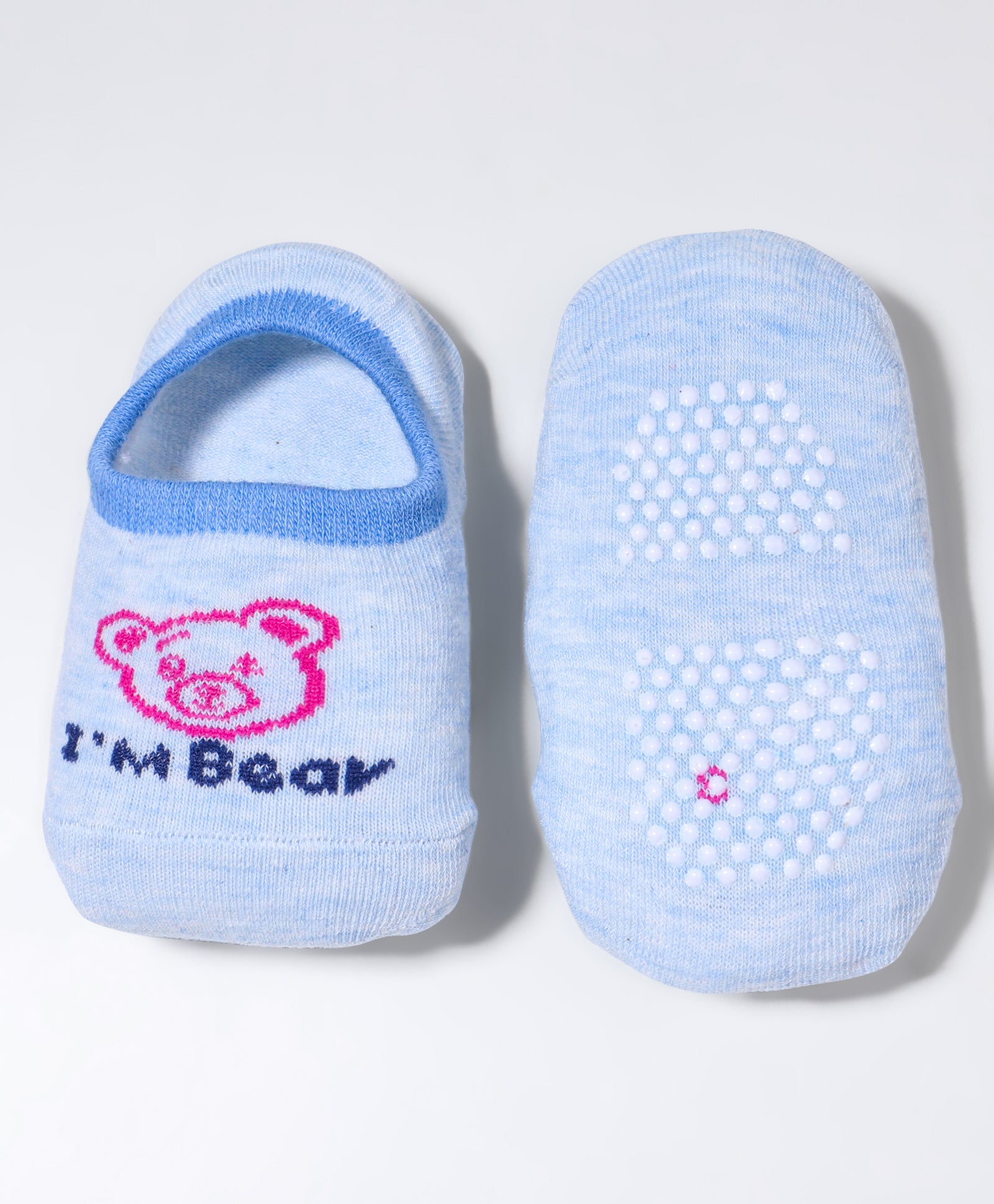 Pack of 2 Better & Bear Print Anti Skid Loafer Socks - Blue & Peach