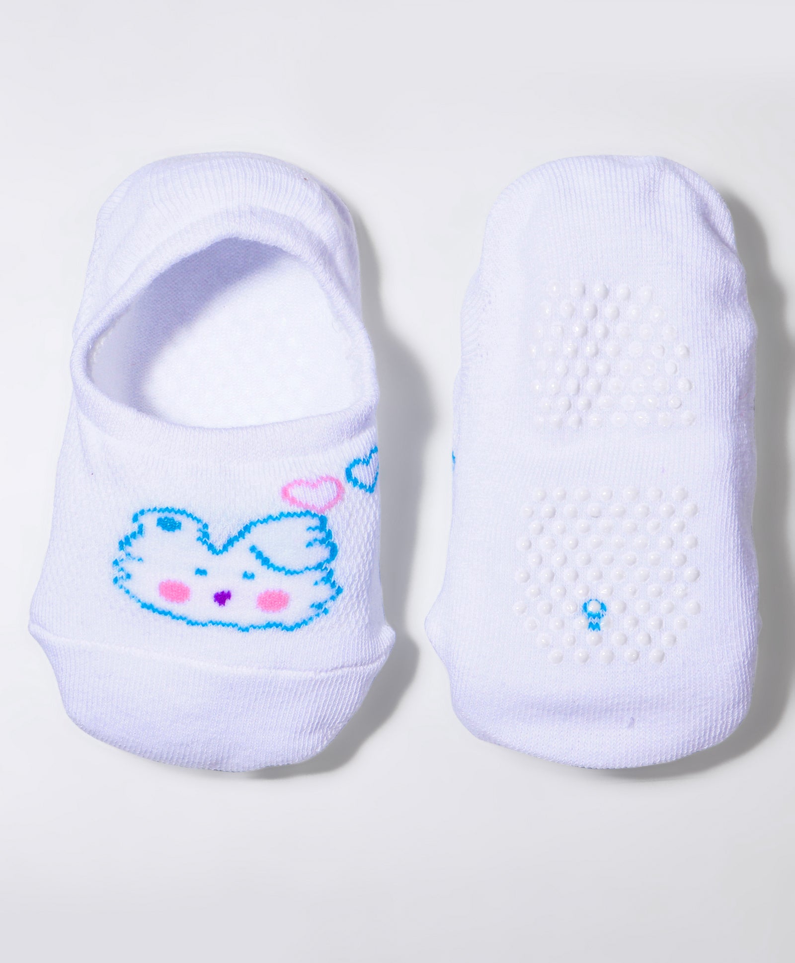 Pack of 2 Sheep & Bear Print Anti Skid Loafer Socks - Green & White