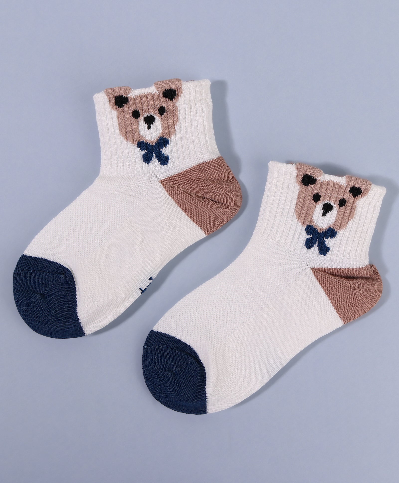 Pack of 3 Bear & Smiley Print Ankle Length Anti Bacterial Socks - Multicolour