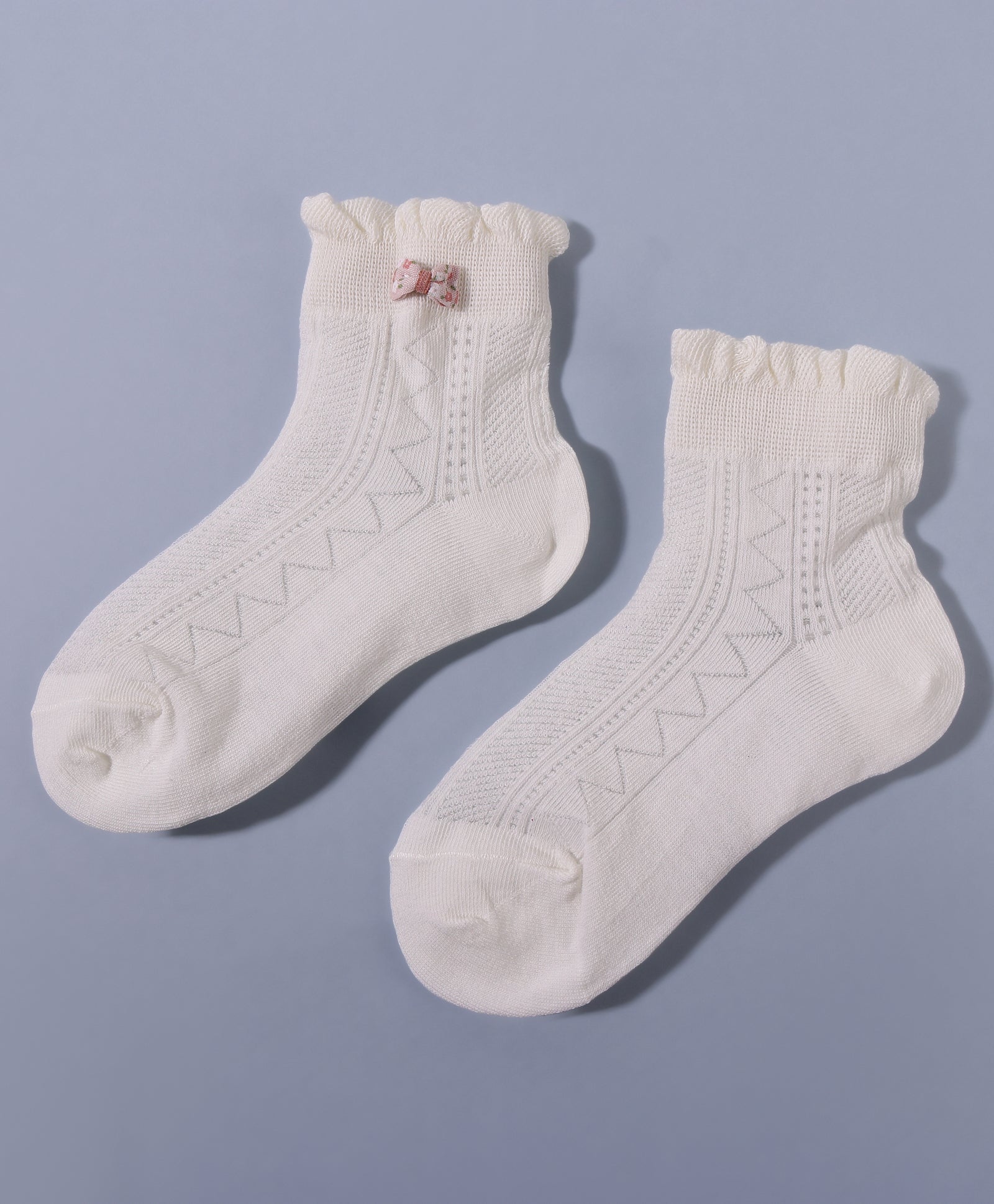Pack of 3 Checks Bow Applique Ankle Length Anti Bacterial Socks - White