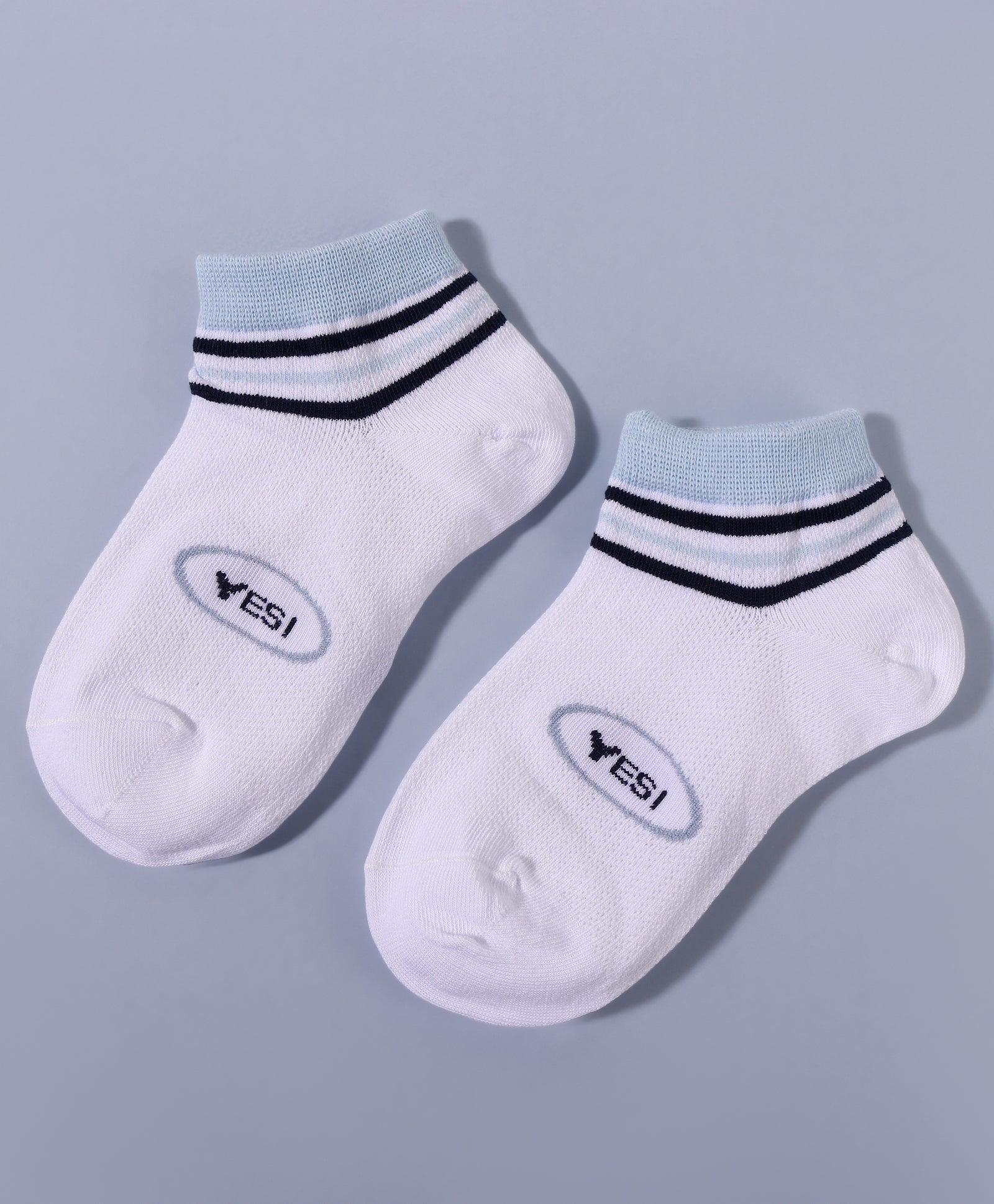 Pack of 3 Stripes & Text Print Ankle Length Anti Bacterial Socks - Multicolour
