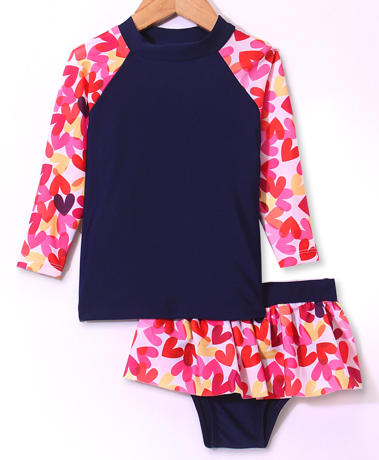 HEARTY 2PC SWIM SUIT - NAVY & PINK