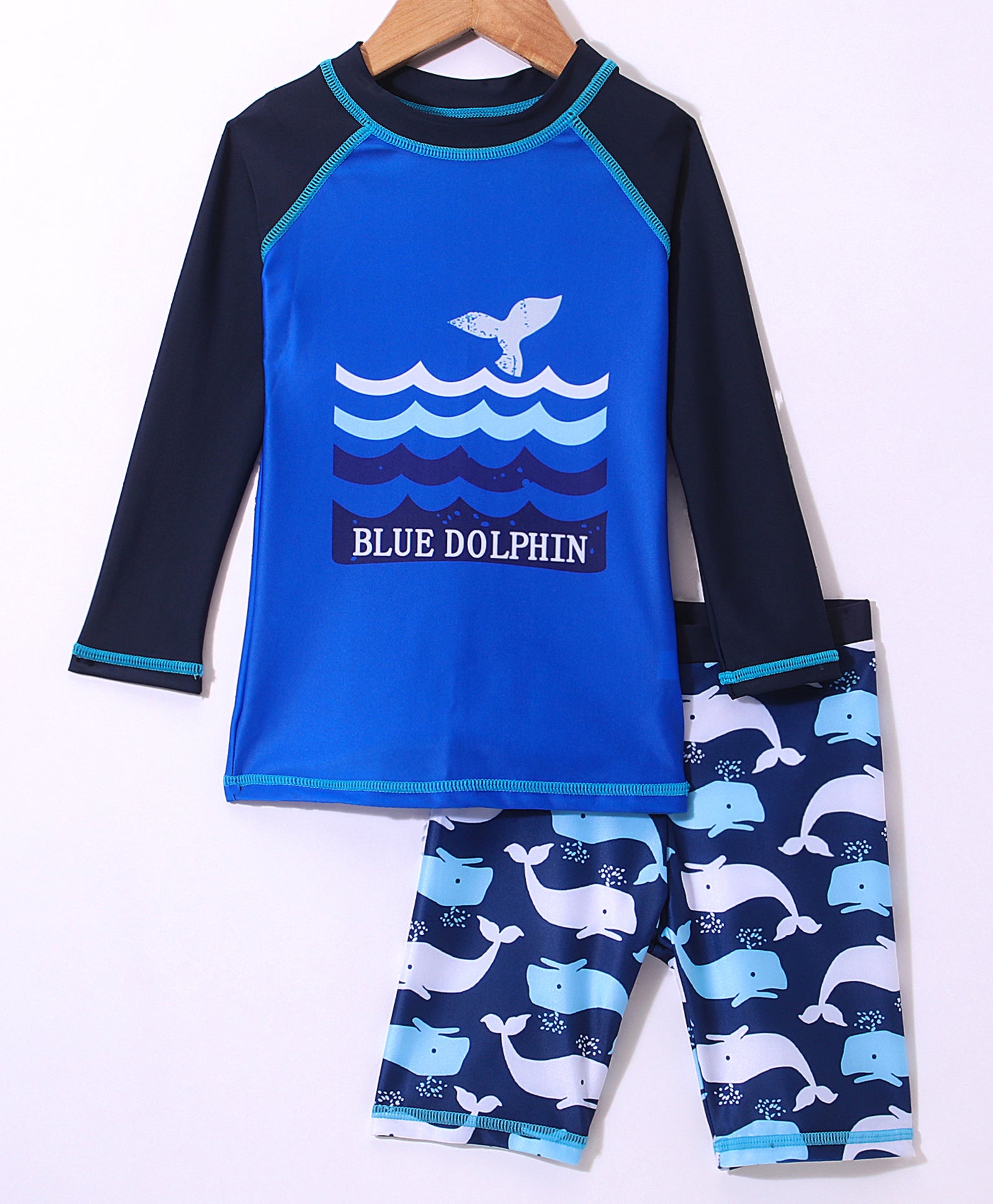 BLUE DOLPHIN 2 PIECE SWIM SUIT - BLUE
