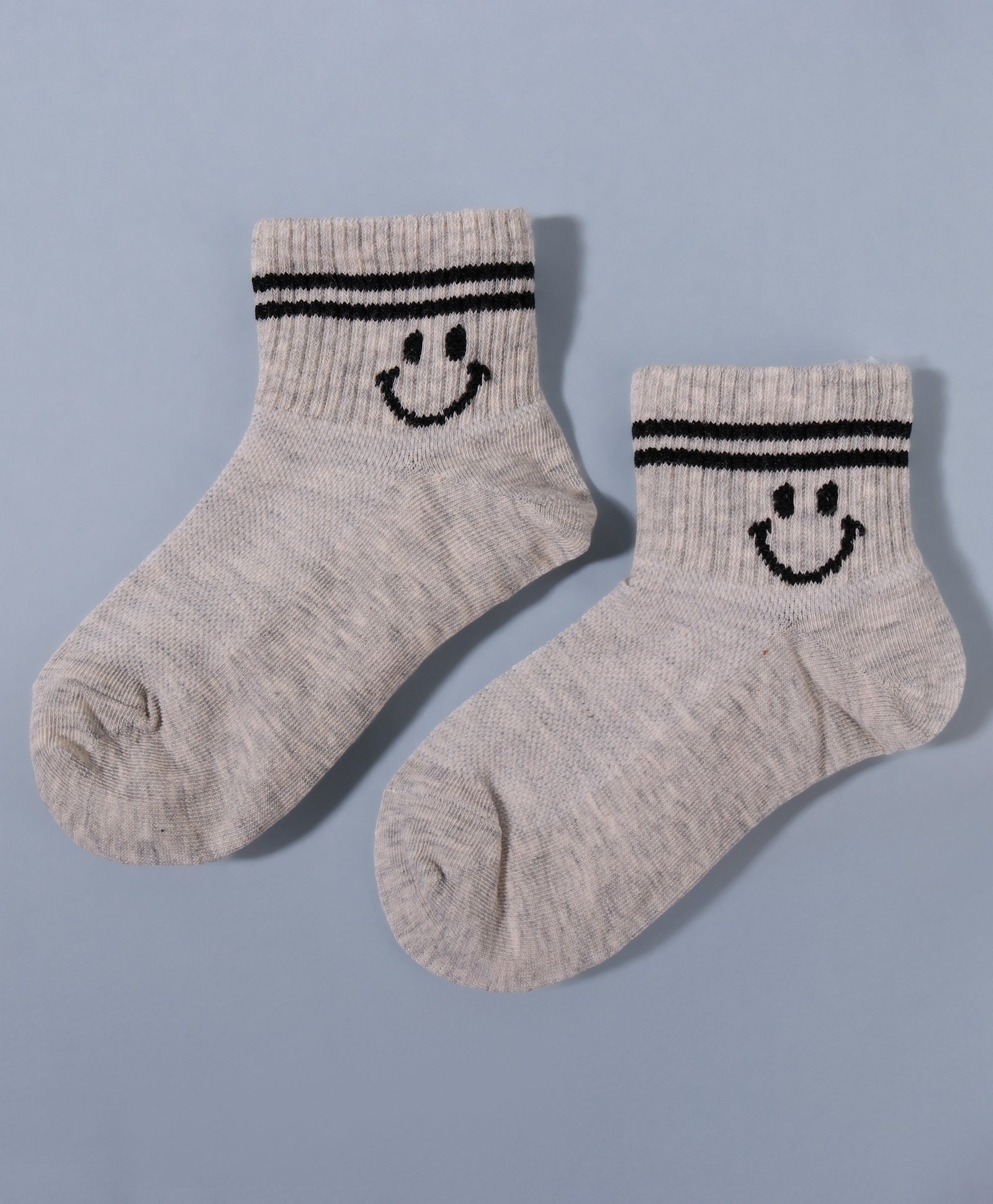 Pack of 3 Smiley & Stripes Print Ankle Length Anti Bacterial Socks - Multicolour
