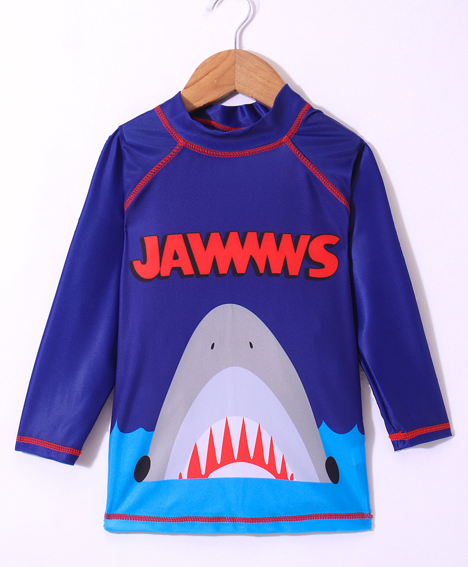 JAWS PRINT FULL SLEEVES 2 PIECE SWIM SUIT - NAVY