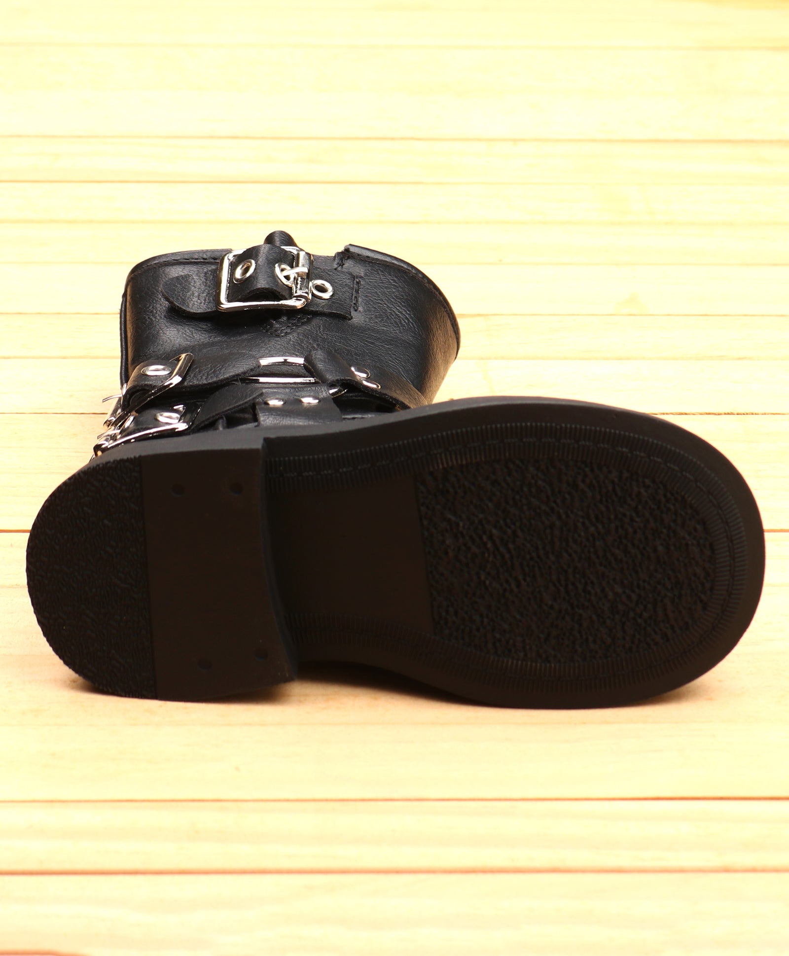 DOUBLE BUCKLE ZIP-UP WINTER BOOTS - BLACK