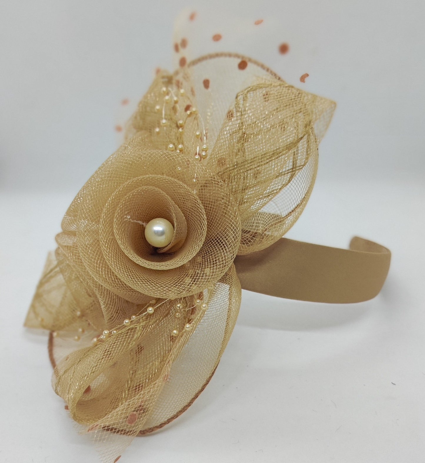 ROSE APPLIQUE PEARL HAT HAIRBAND