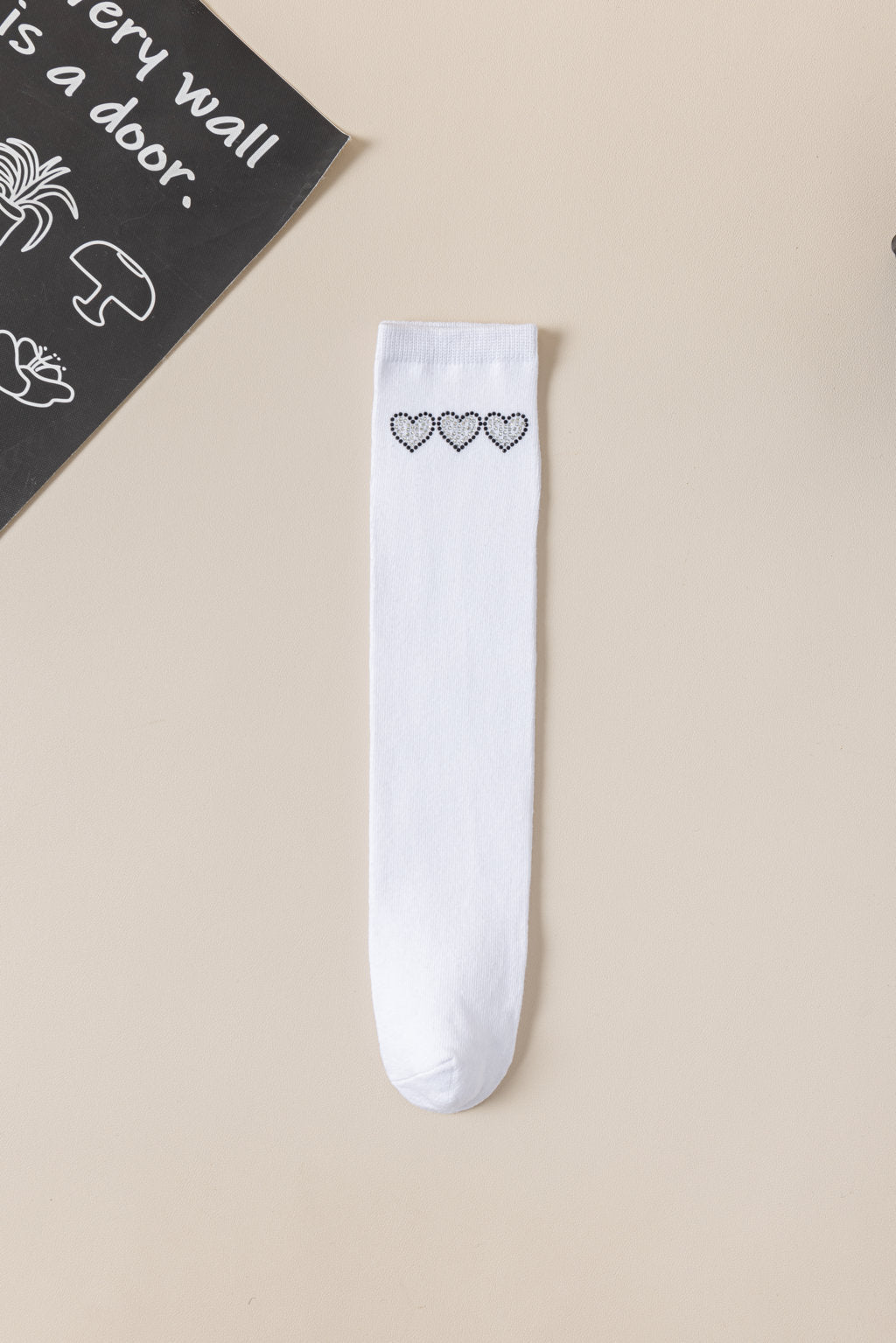 BEADED HEART DESIGN KNEE LENGTH SOCKS