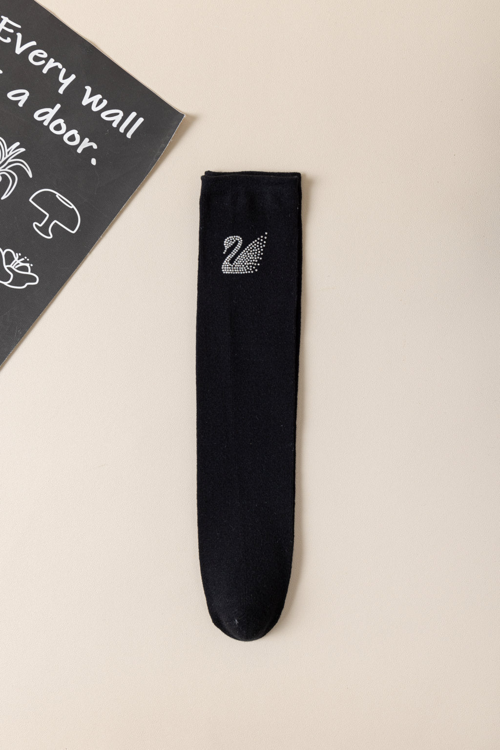 BEADED SWAN DESIGN KNEE LENGTH SOCKS