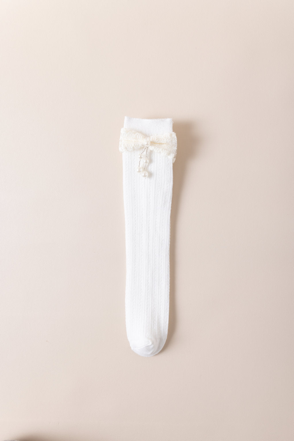 BOW PEARL APPLIQUE KNEE LENGTH SOCKS