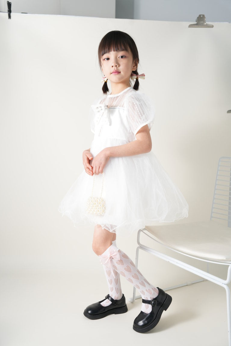 BOW & HEART APPLIQUE KNEE LENGTH SOCKS