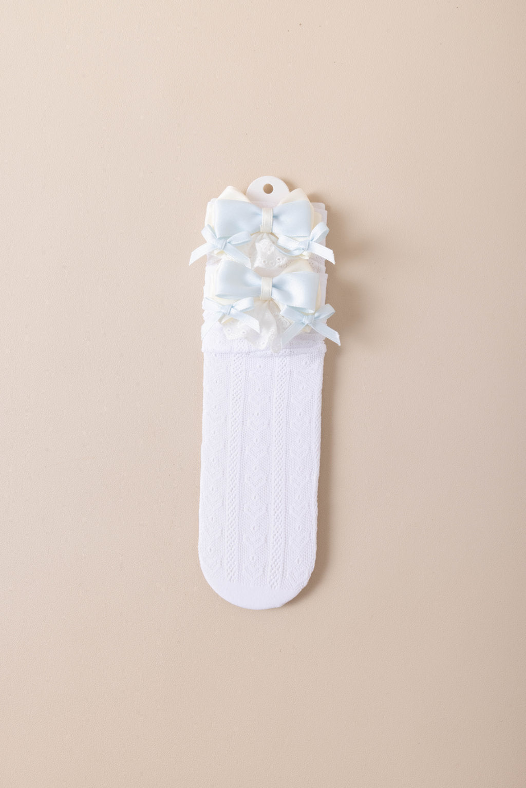 LAYERED BOW APPLIQUE KNEE LENGTH SOCKS