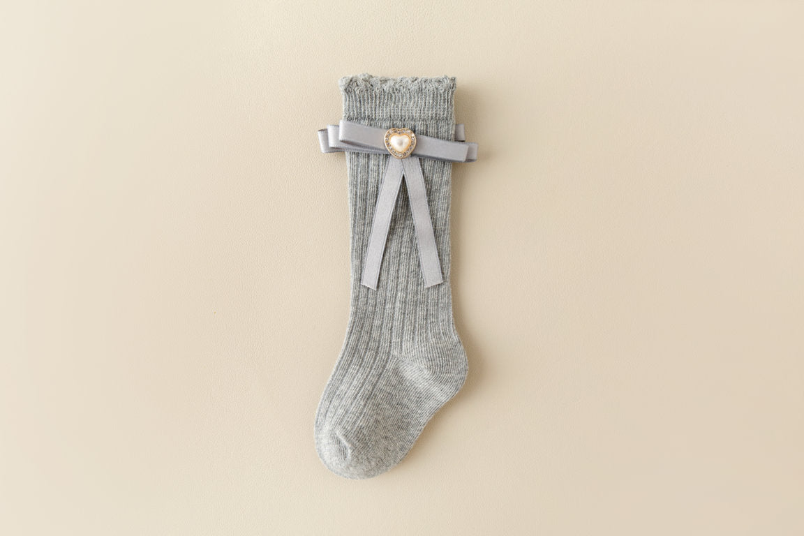 HEART & KNOT APPLIQUE KNEE LENGTH SOCKS