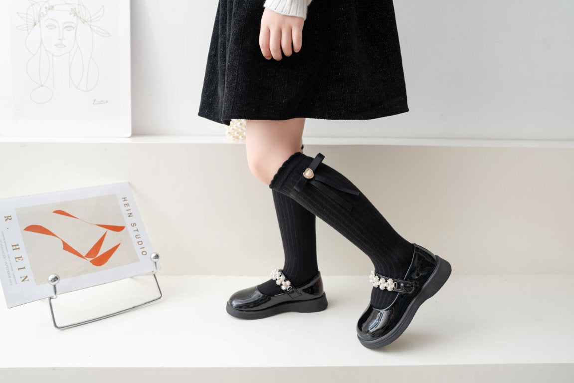 HEART & PEARL APPLIQUE KNEE LENGTH SOCKS