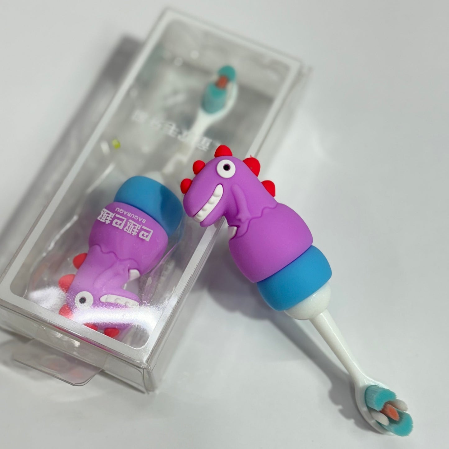 KIDS TOOTHBRUSH WITH DINO REMOVABLE TOPPER