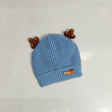 KNITTED HORN APPLIQUE WINTER CAP