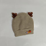 KNITTED HORN APPLIQUE WINTER CAP