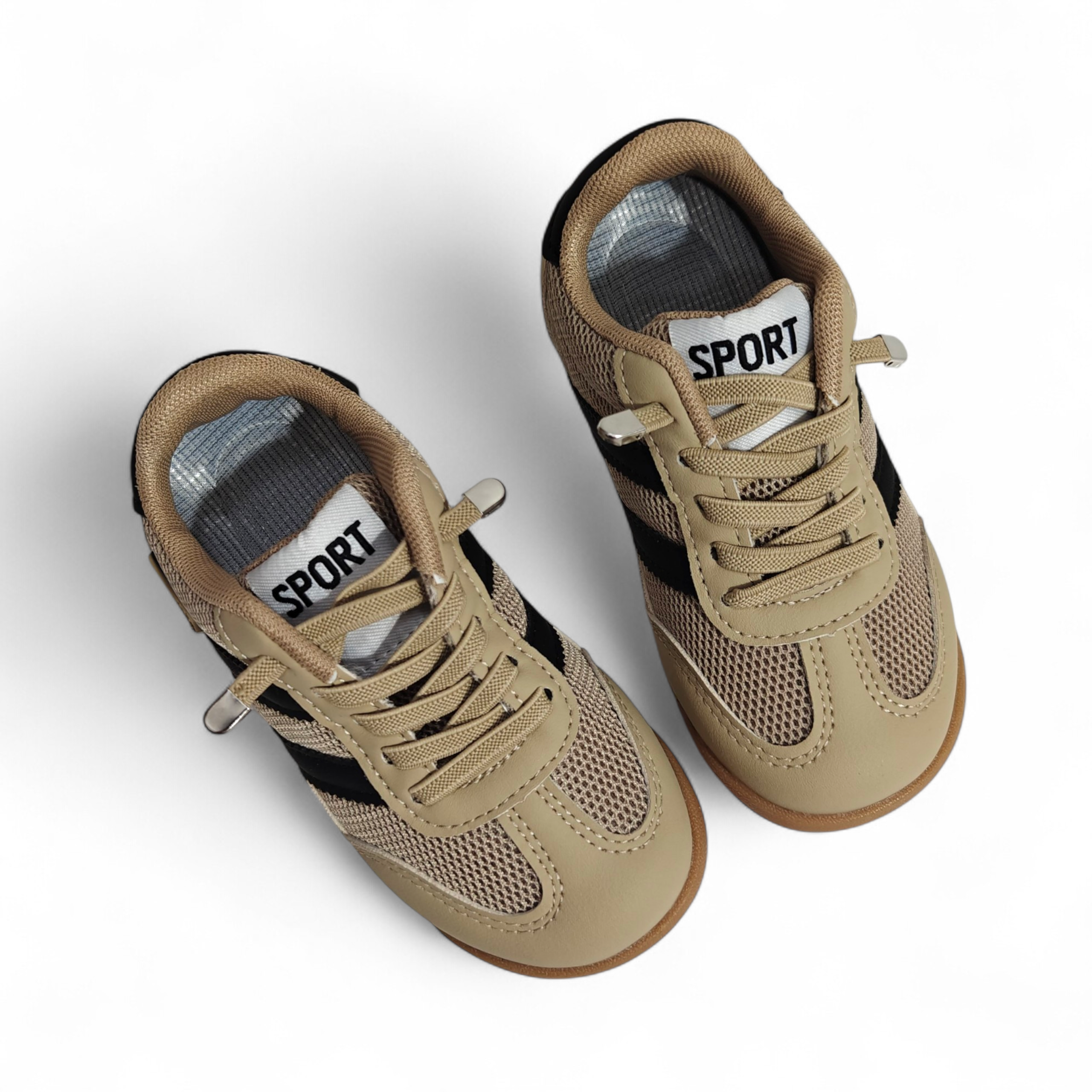 MESH DETAILED LACE DESIGN SNEAKER - KHAKI