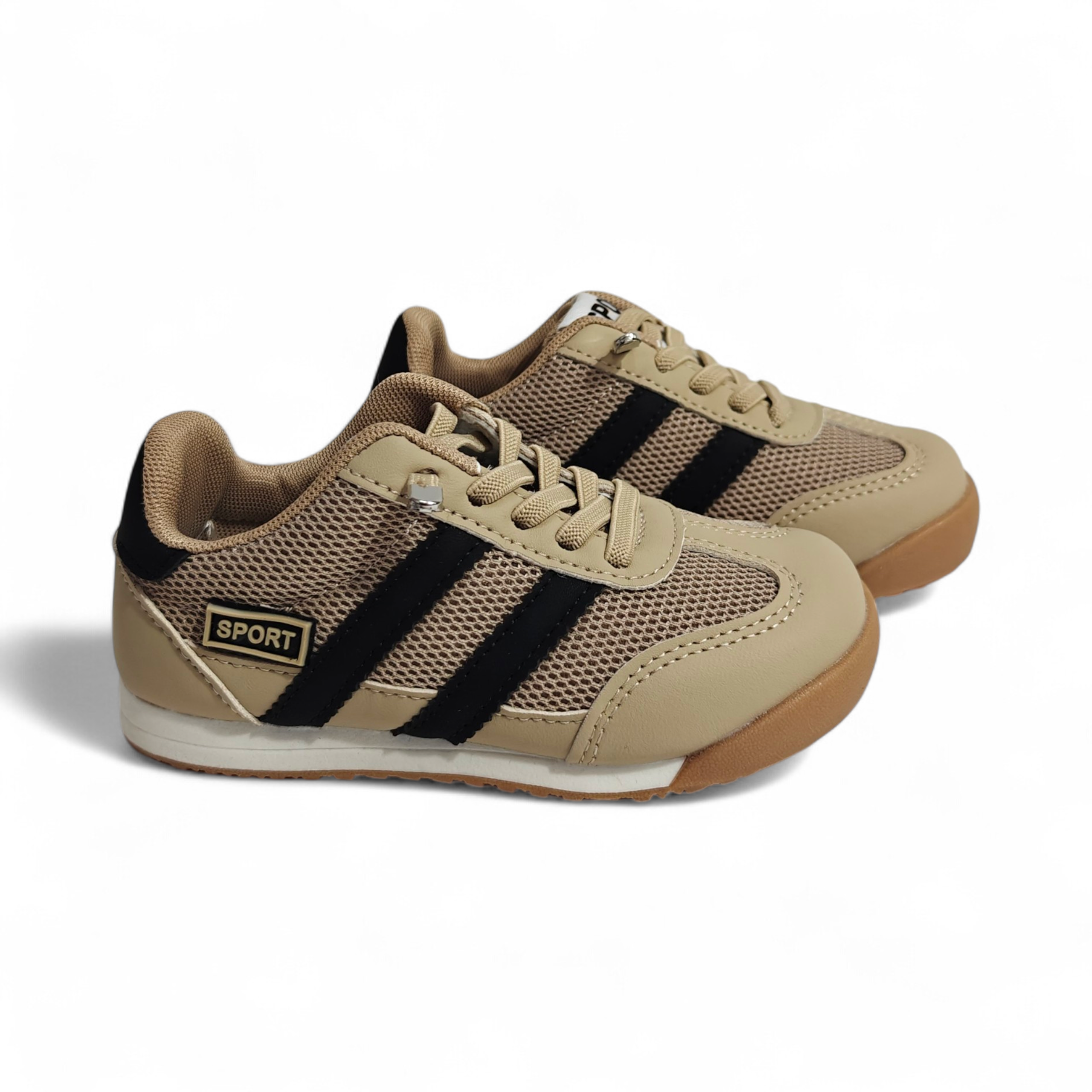 MESH DETAILED LACE DESIGN SNEAKER - KHAKI