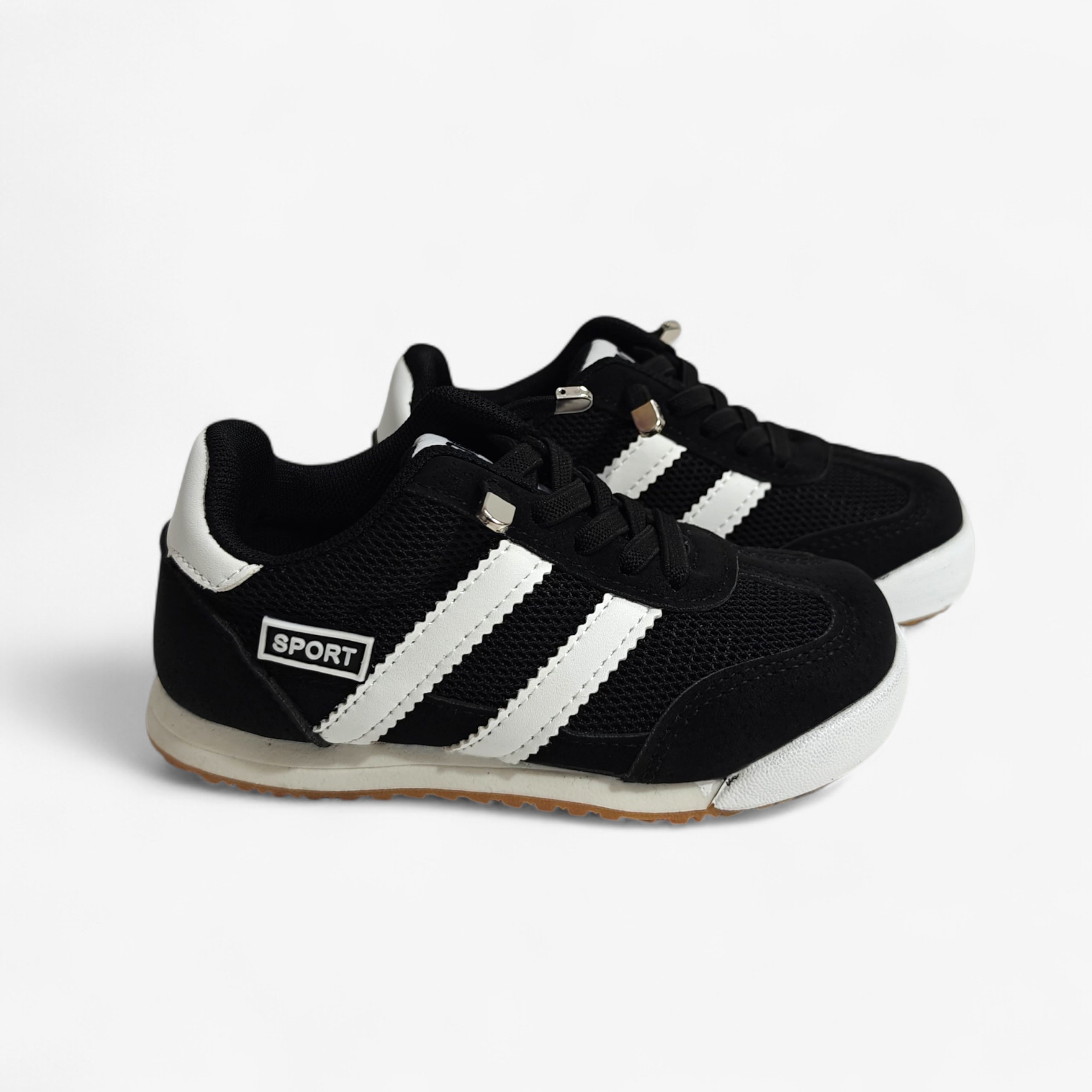 MESH DETAILED LACE DESIGN SNEAKER - BLACK