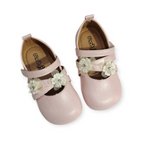 GLITTERY FLOWER APPLIQUE MARY JANE - LIGHT PINK