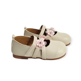 GLITTERY FLOWER APPLIQUE MARY JANE - CREAM