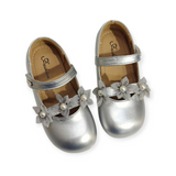 FLOWER & PEARL APPLQUE MARY JANE - SILVER