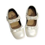 GLOSSY BOW APPLIQUE MARY JANE - CREAM