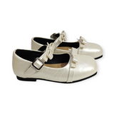 GLOSSY BOW APPLIQUE MARY JANE - CREAM