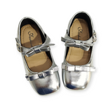 GLOSSY BOW APPLIQUE MARY JANE - SILVER