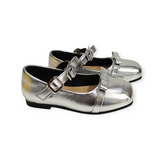 GLOSSY BOW APPLIQUE MARY JANE - SILVER