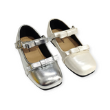 GLOSSY BOW APPLIQUE MARY JANE - SILVER