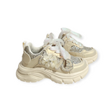 GLITTERY LOVE PATCH SNEAKERS - BEIGE