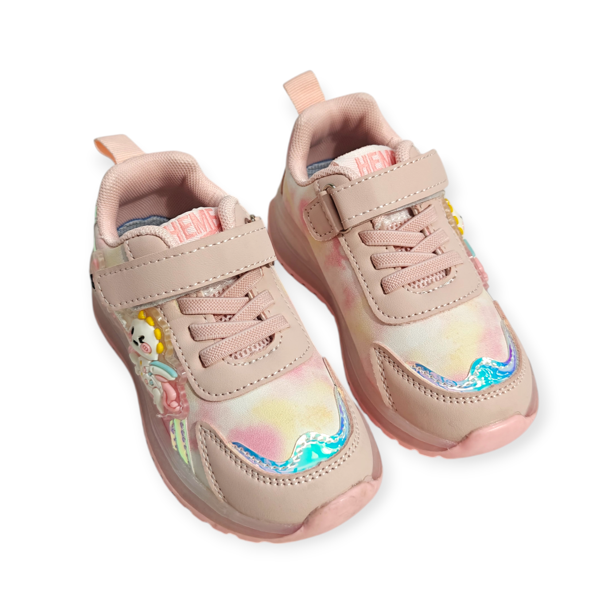 UNICORN PATCH LED SHOES - LIGHT PINK