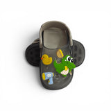 CROCODILE & DUCK APPLIQUE CLOGS - GREY