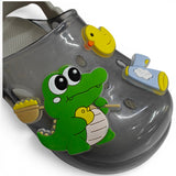 CROCODILE & DUCK APPLIQUE CLOGS - GREY