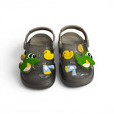 CROCODILE & DUCK APPLIQUE CLOGS - GREY