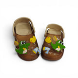 CROCODILE & DUCK APPLIQUE CLOGS - BROWN
