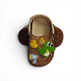 CROCODILE & DUCK APPLIQUE CLOGS - BROWN