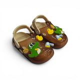 CROCODILE & DUCK APPLIQUE CLOGS - BROWN